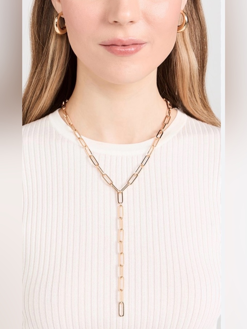 Argento Vivo Gold Paperclip Y-Chain Necklace